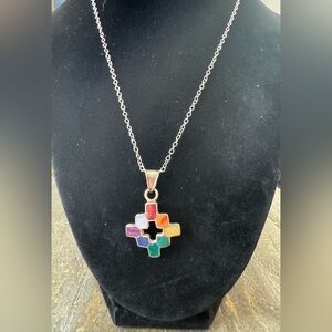 Sterling silver Peruvian chakra grid of balance pendant necklace 18” ~ 5.37g